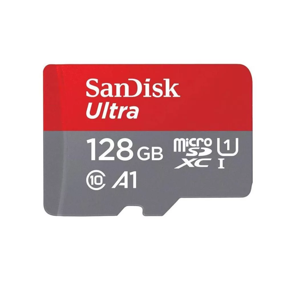 کارت حافظه microSDXC سن دیسک مدل Ultra A1 کلاس 10 استاندارد UHS-I سرعت 100MBps ظرفیت 128 گیگابایت به همراه آداپتور SD