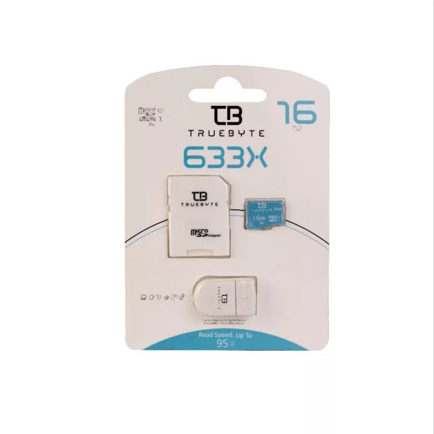 کارت حافظه MicroSDHC تروبایت مدل V10 کلاس 10 استاندارد UHS-I U1 سرعت 95MBPS ظرفیت 16 گیگابایت به همراه آداپتور SD و کارتخوان