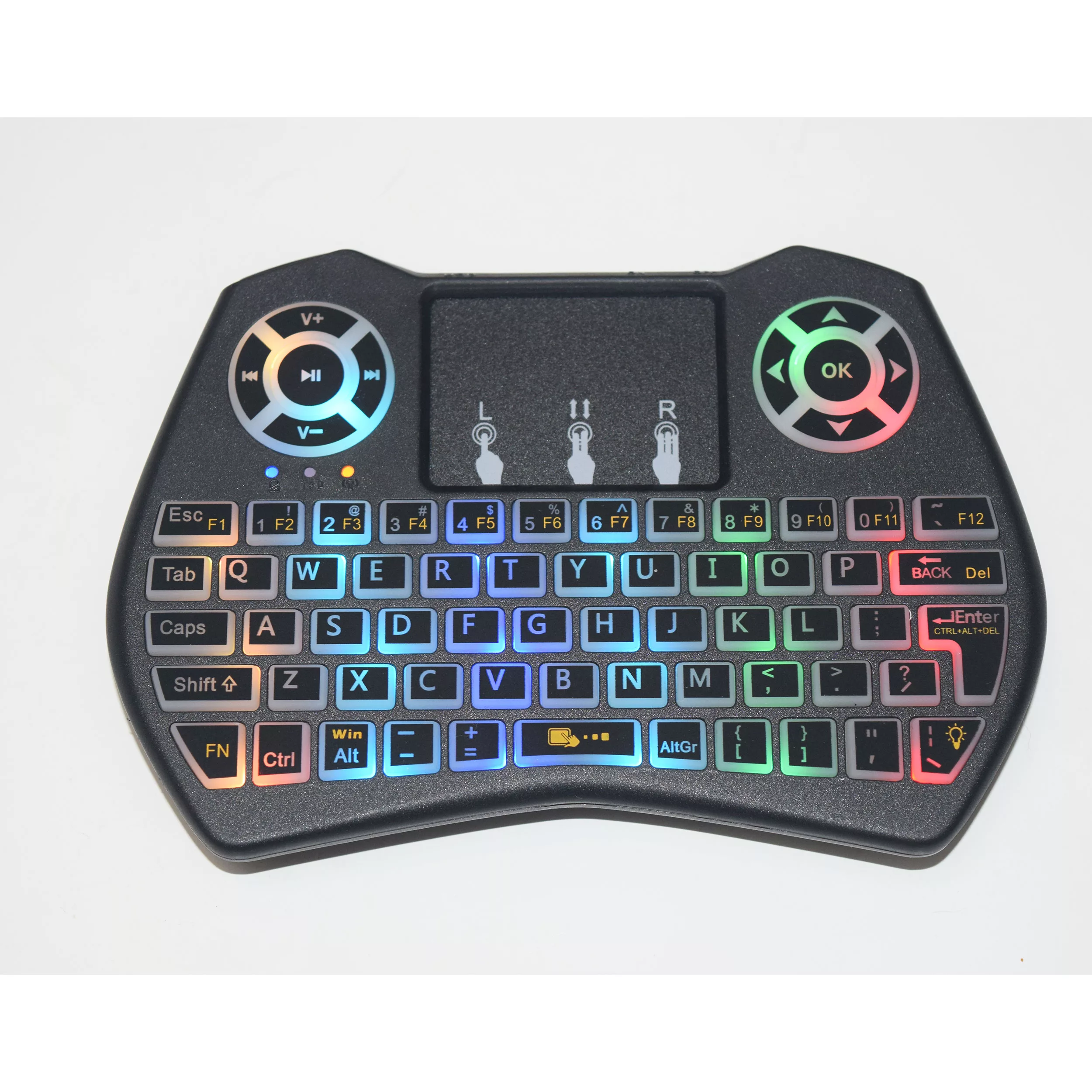 مینی کیبورد بی سیم همراه با تاچ پد مدل SUPER-RGB