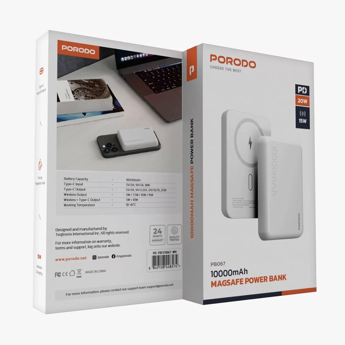 پاور بانک پرودو مدل pm ظرفیت 10000 میلی آمپر ساعت