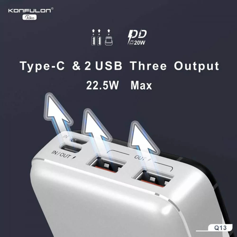 شارژ همراه کانفلون مدل Q13 ظرفیت 20000 میلی آمپر ساعت