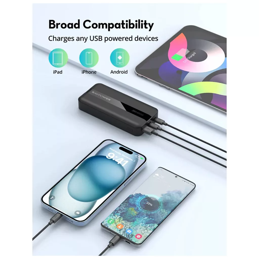 پاوربانک راوپاور مدل RP-PB1235 ظرفیت 20000 میلی آمپر ساعت