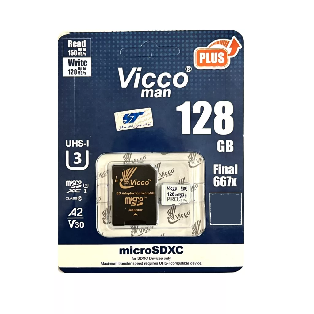 کارت حافظه microSDXC ویکومن مدل Final667x PRO کلاس A2 استاندارد UHS-II U3 سرعت 150MBs ظرفیت 128 گیگابایت