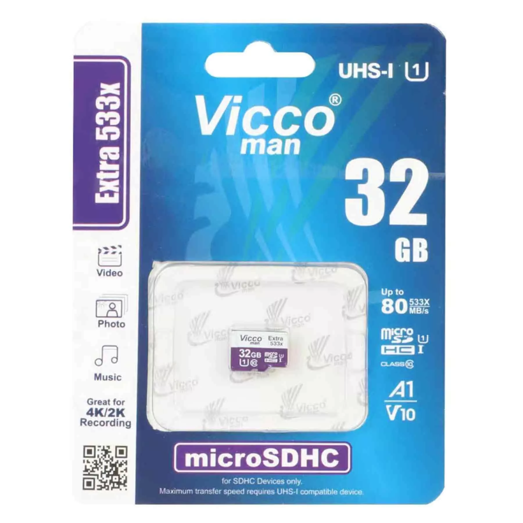 کارت حافظه microSDHC ویکو من مدل Extre 533X کلاس 10 استاندارد UHS-I U1 سرعت 80MBps ظرفیت 32 گیگابایت
