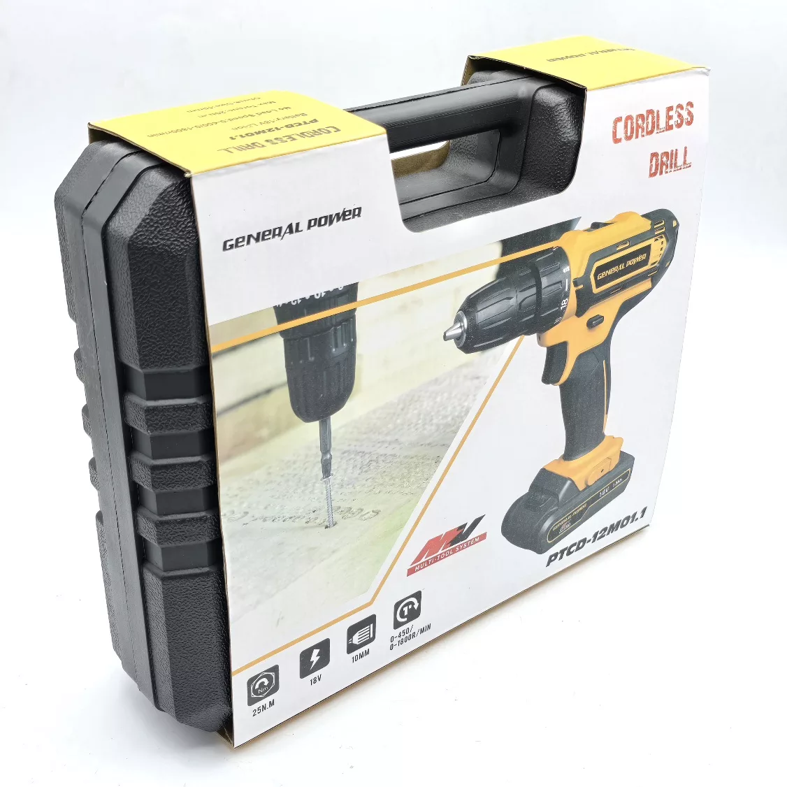 دریل پیچ گوشتی شارژی سه نظام 10 میلی متری 18 ولت جنرال پاور مدل 12M01.1
