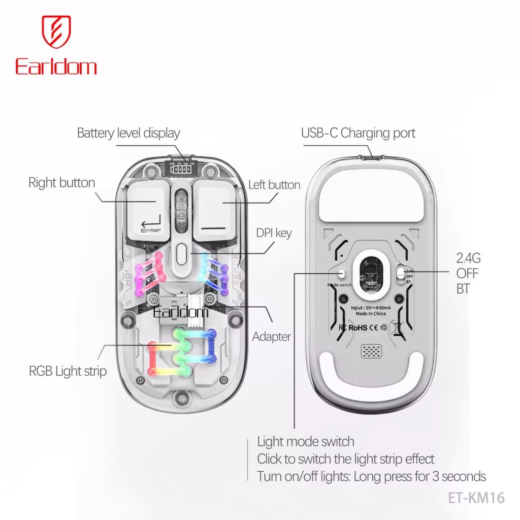ماوس بی سیم ارلدام مدل DUAL MODE KM16
