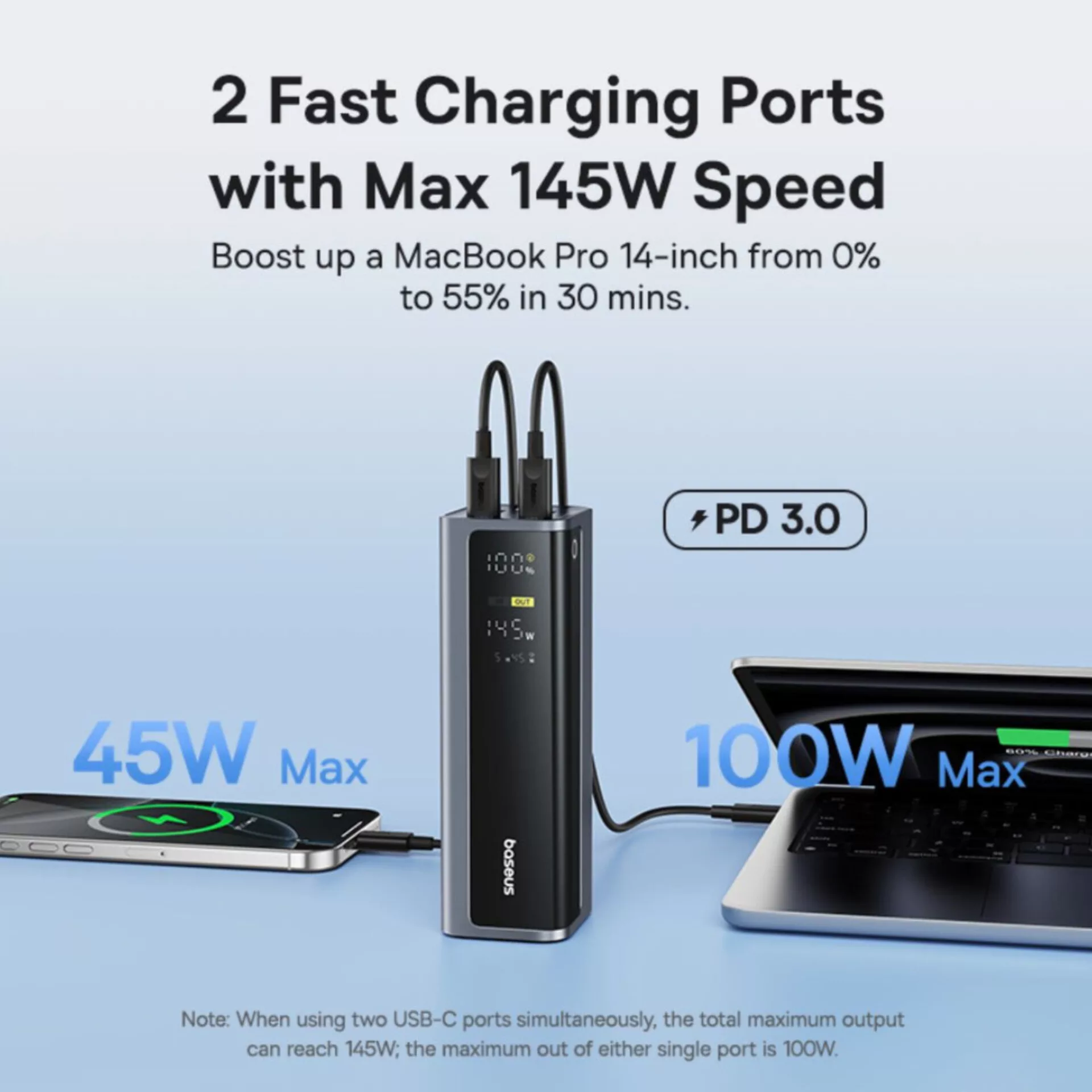 پاوربانک بیسوس مدل EnterGeek GP12 145w ظرفیت 20800 میلی آمپر ساعت