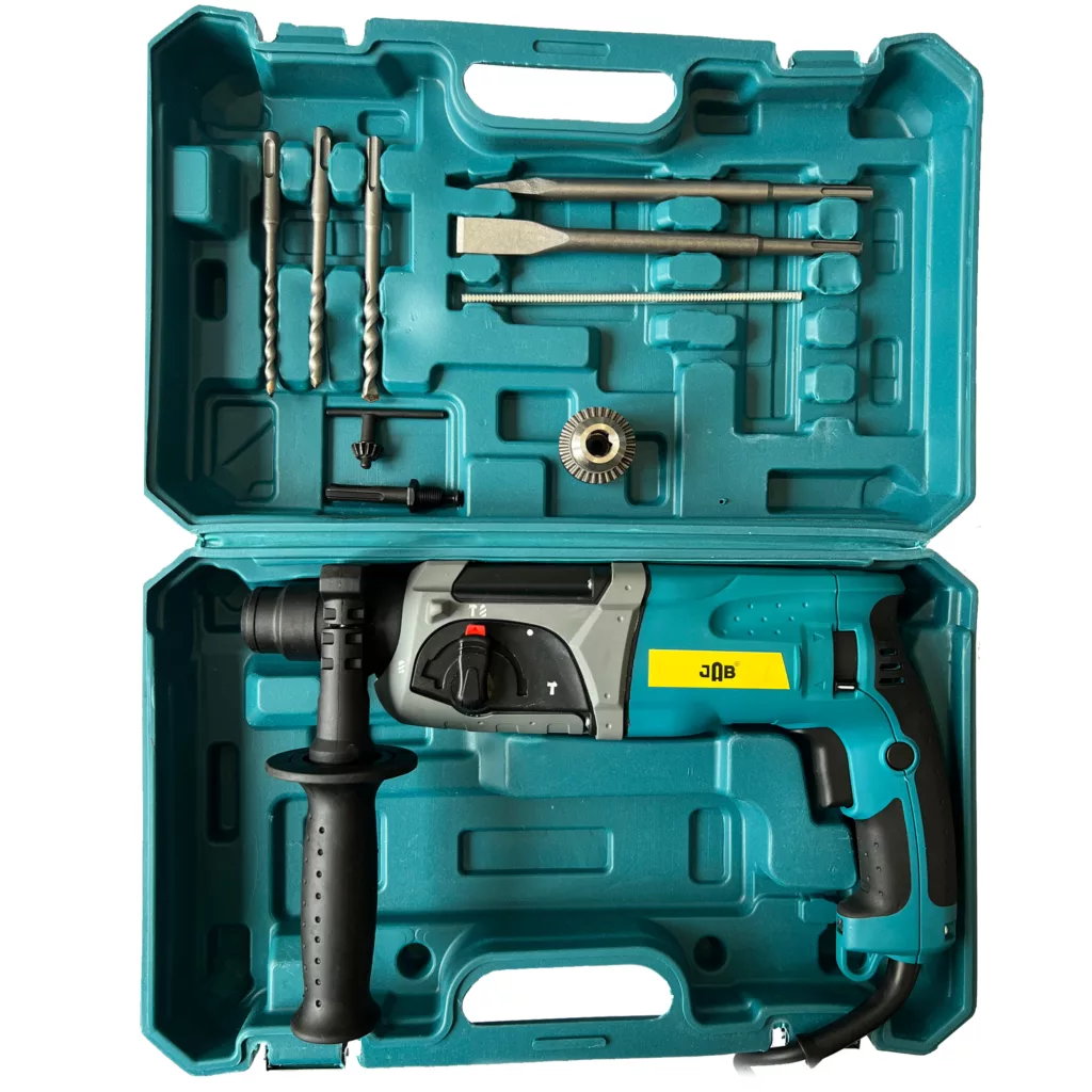 دریل بتن کن 5000 وات سه نظام چهار شیار جاب مدل JB-2550 SDS Plus مجموعه 14 عددی