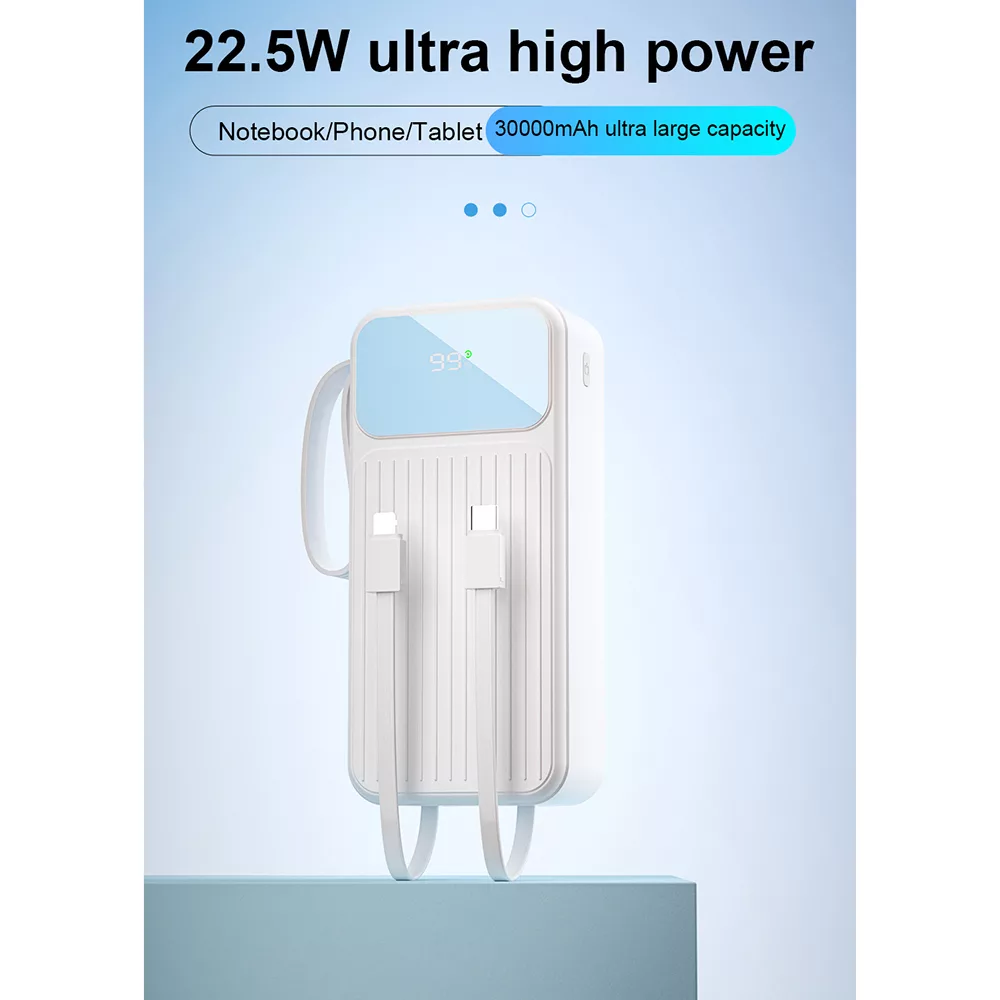 پاوربانک پی زد ایکس مدل V31 Fast Charge 22.5W Cabled ظرفیت 30000 میلی آمپر ساعت