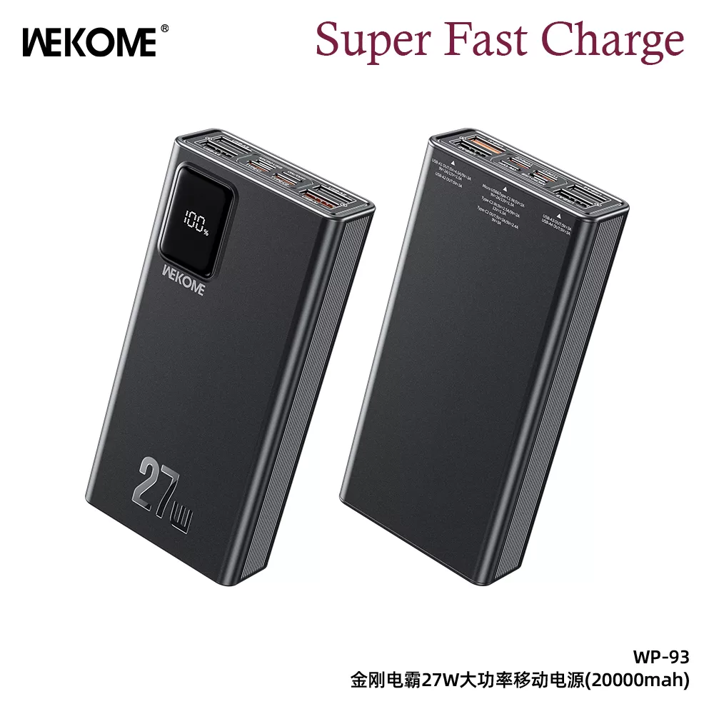 پاوربانک ویکام مدل  WP-93 27W Super fast ظرفیت 20000 میلی آمپر ساعت