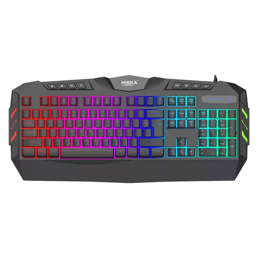 کیبورد گیمینگ هیسکا مدل HX-KEG400 RGB، سوییچ ممبران، Full-Size نورپردازی RGB