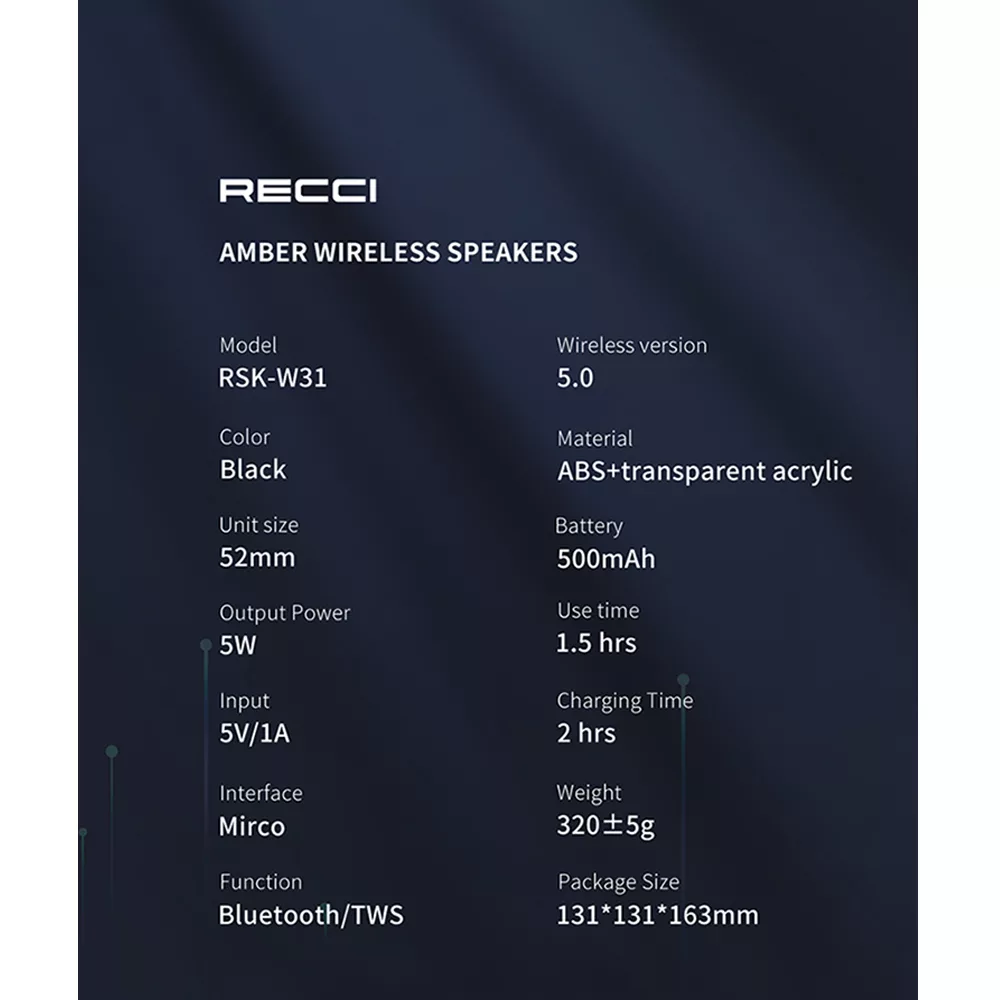 اسپیکر بلوتوثی رسی مدل AMBER RSK-W31