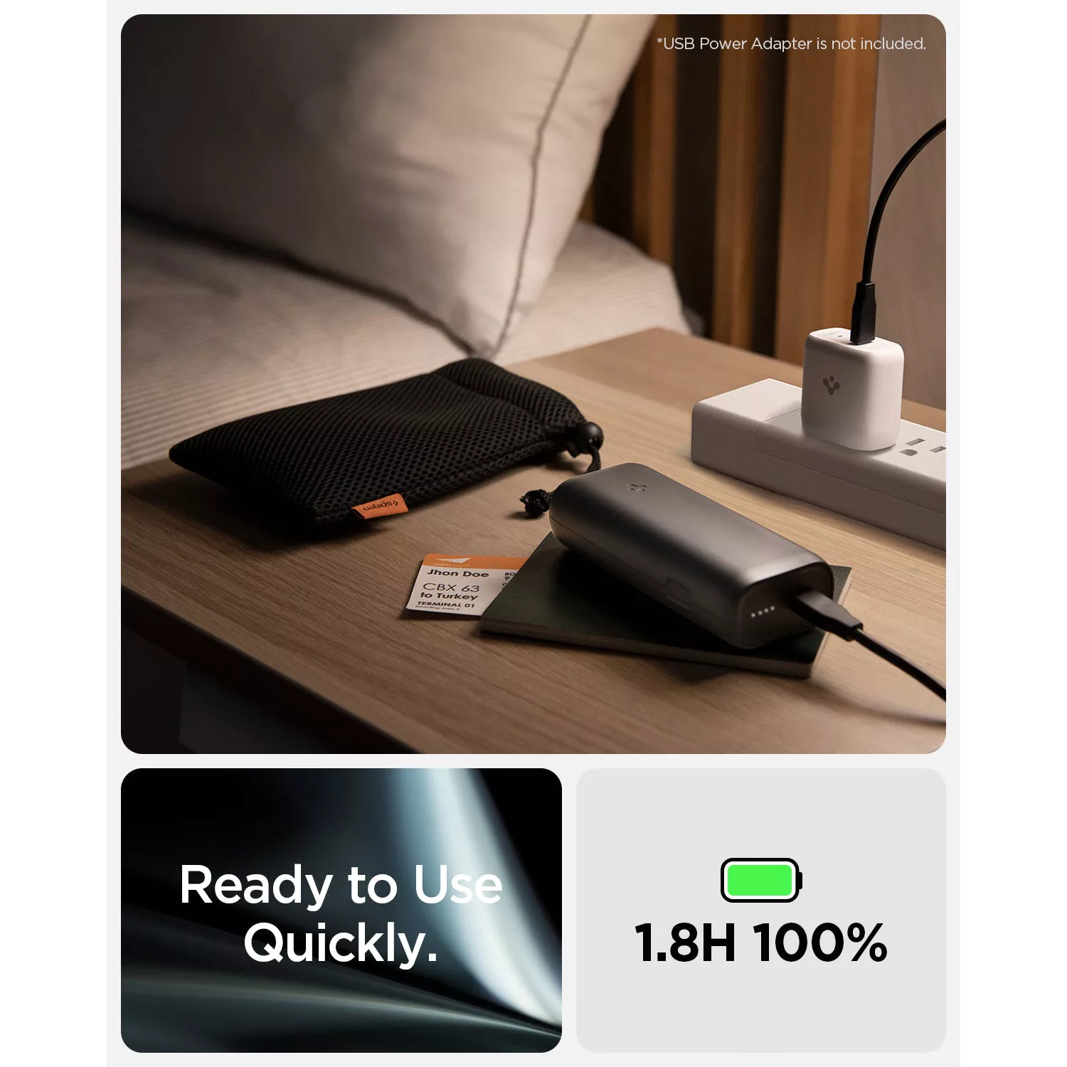 پاوربانک اسپیگن مدل ArcPack ظرفیت 10000 میلی آمپر ساعت