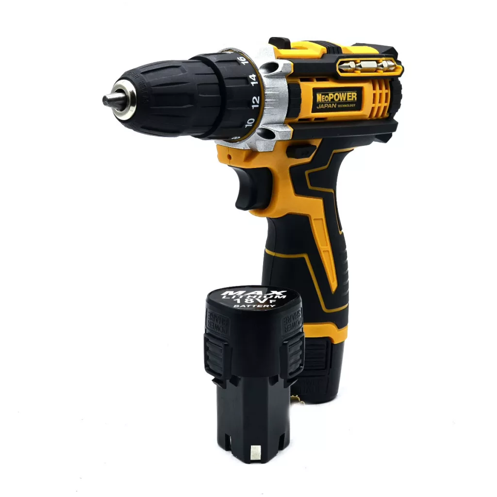 دریل پیچ گوشتی شارژی نیوپاور مدل JAPAN-TECHNOLOGY-18V مجوعه 28 عددی