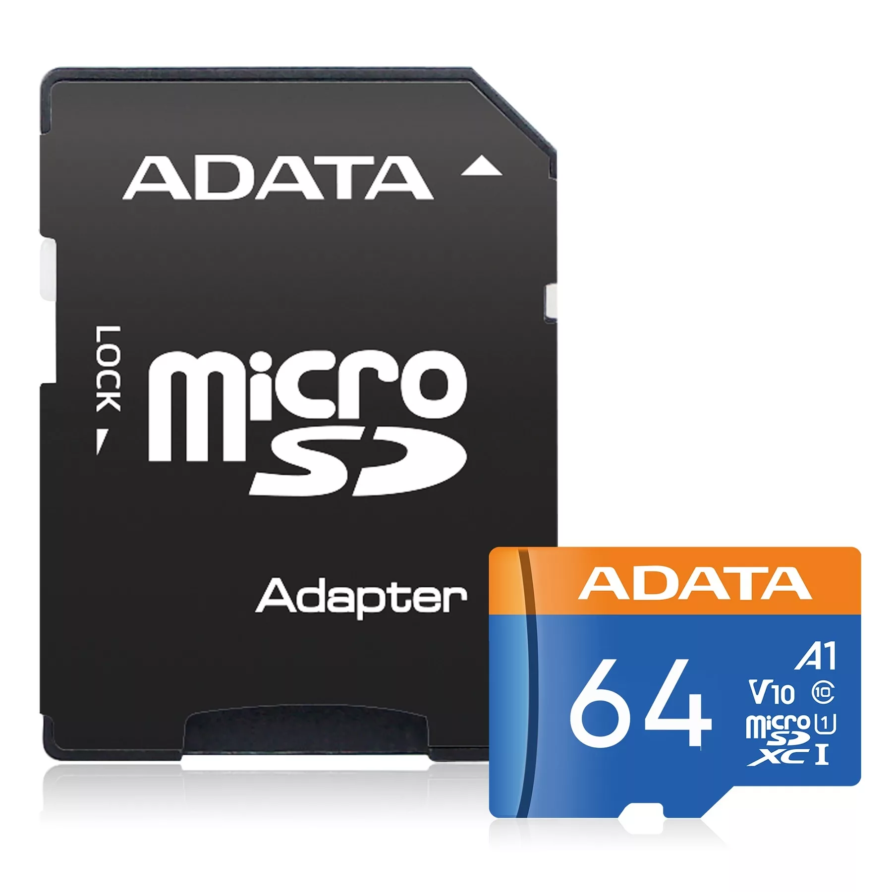 کارت حافظه microSDXC ای دیتا مدل Premier کلاس 10 استاندارد UHS-I V10 A1سرعت 100MBps ظرفیت 64 گیگابایت به همراه آداپتور