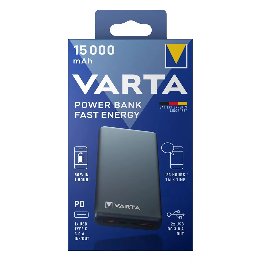 پاوربانک وارتا مدل Fast Energy با ظرفیت 15000 میلی آمپر ساعت