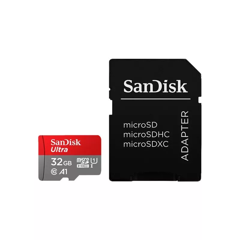 کارت حافظه microSDHC سن دیسک مدل Ultra A1 کلاس 10 استاندارد UHS-I سرعت 100MBps ظرفیت 32 گیگابایت به همراه آداپتور SD