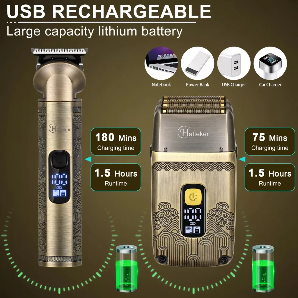 ست ماشین اصلاح موی سر و صورت هاتکر مدل HT-602 به همراه ماشین اصلاح موی صورت کد 01