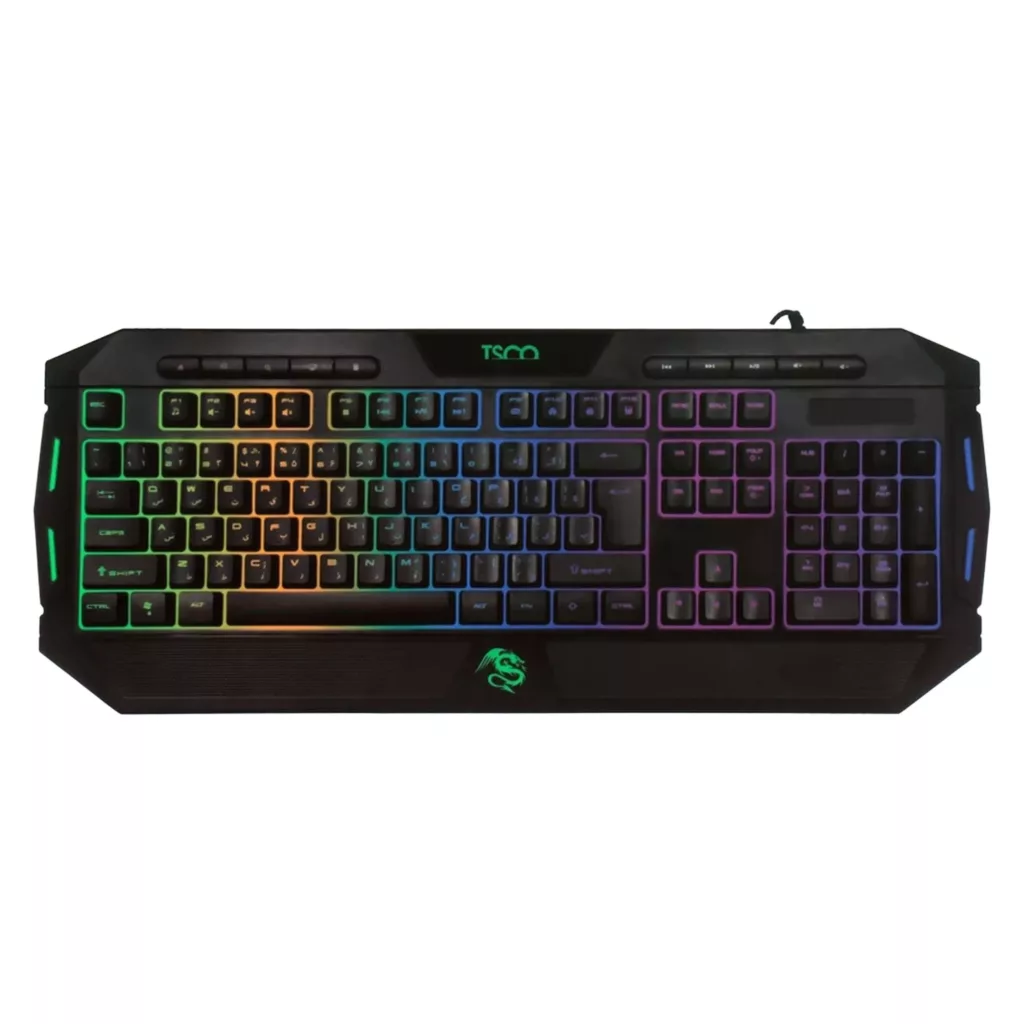 کیبورد گیمینگ تسکو مدل TK 8124، سوییچ ممبران، Full-Size، نورپردازی RGB LED