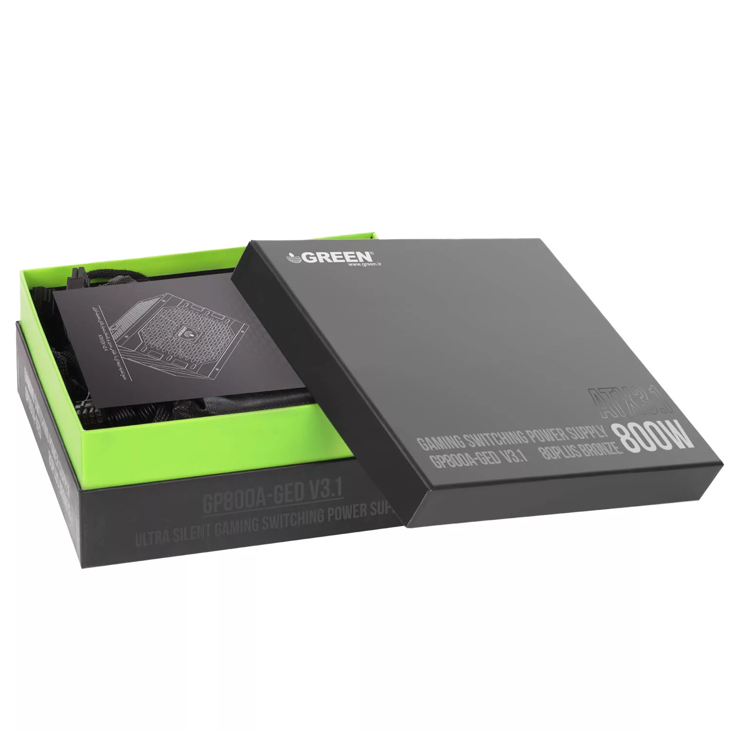 منبع تغذیه کامپیوتر 800W وات گرین مدل GP800A-GED V3.1 (ATX 3.1)