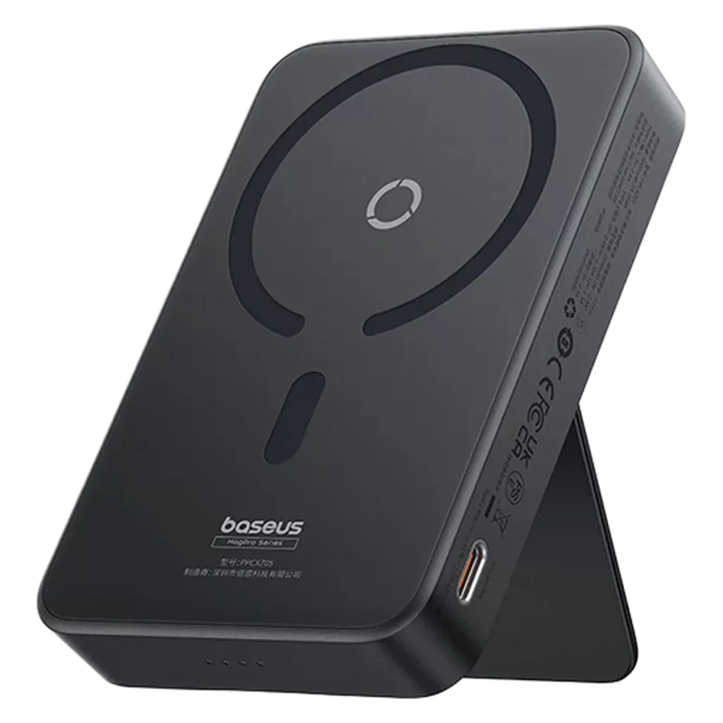 پاوربانک بی‌سیم 20 وات بیسوس مدل MagPro Magnetic Bracket 20w با ظرفیت 5000 میلی آمپر ساعت به همراه کابل USB-C به USB-C