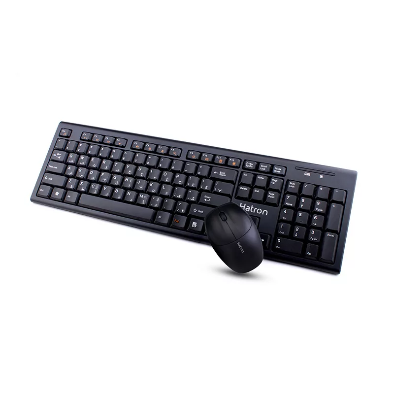کیبورد و ماوس بی سیم هترون مدل HKCW130، سوییچ ممبران، Full-Size