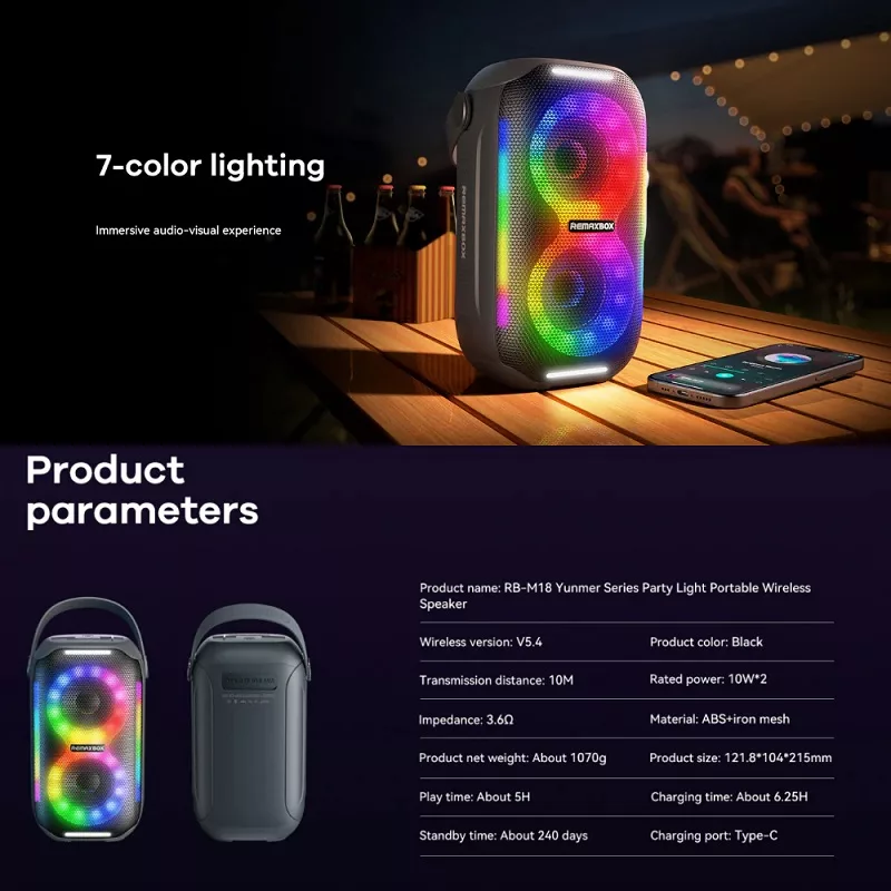 اسپیکر بلوتوثی قابل حمل ریمکس مدل RB-M18