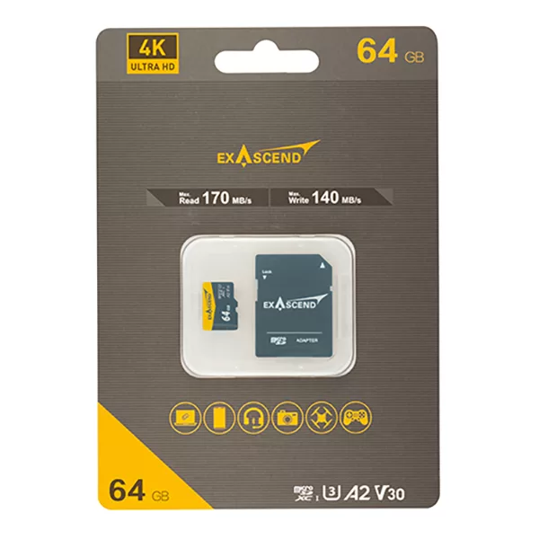 کارت حافظه microSD اکساسند مدل Catalyst کلاس 10 استاندارد UHS-I U3 سرعت 170MBps ظرفیت 64 گیگابایت
