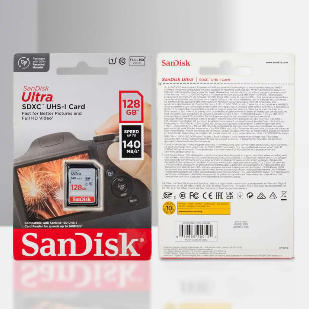 کارت حافظه SDXC سن دیسک مدل Ultra کلاس 10 استاندارد UHS-I U1 سرعت 140MB/s ظرفیت 128 گیگابایت