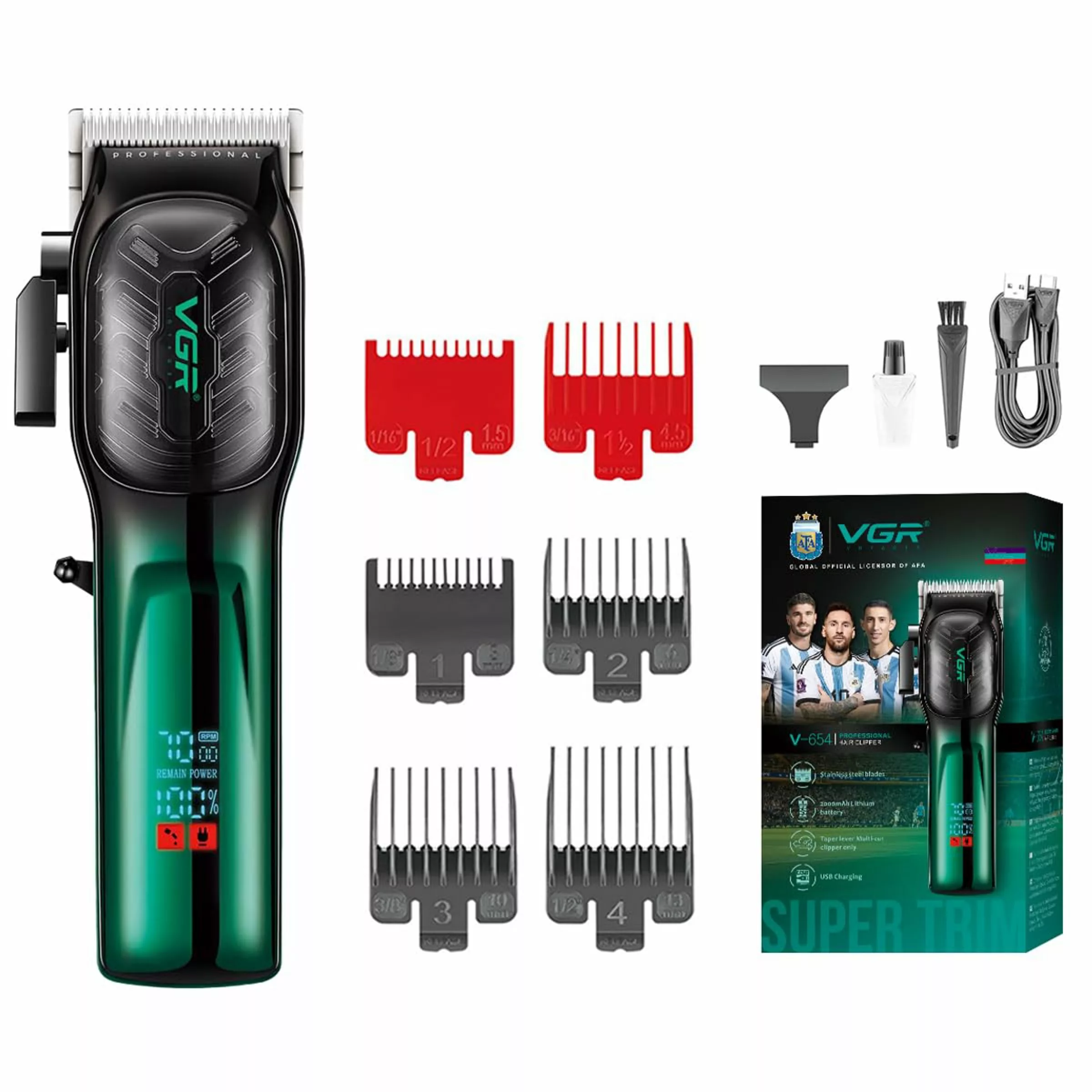 ماشین اصلاح موی سر و صورت شارژی وی جی ار مدل V-654