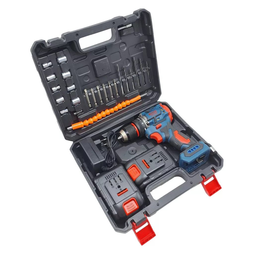 دریل پیچ گوشتی شارژی براشلس صنعتی باس مدل 48VF مجموعه 29 عددی