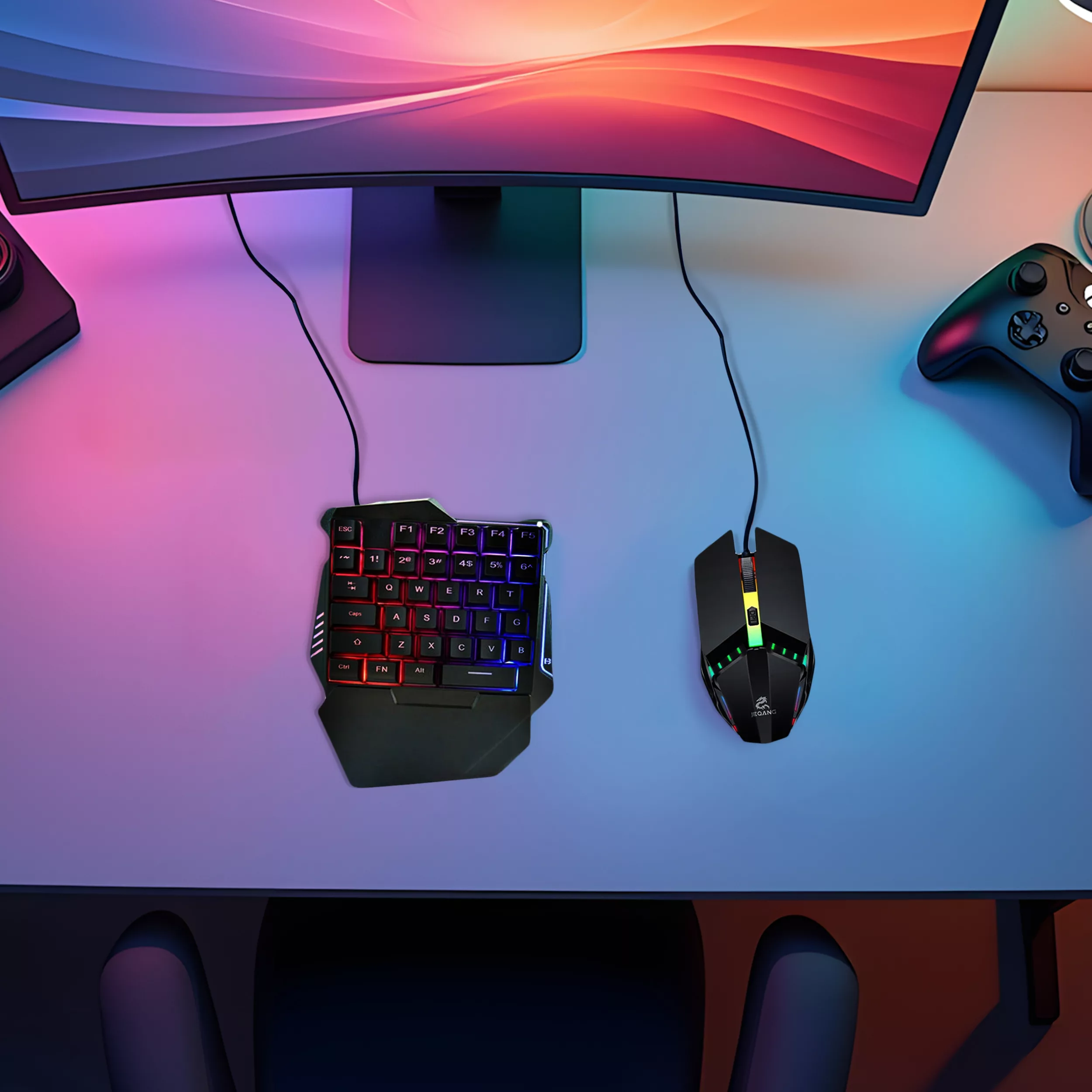 کیبورد و ماوس گیمینگ جکنگ مدل 913،سوئیچ ممبران، Tenkeyless، نورپردازی LED RGB