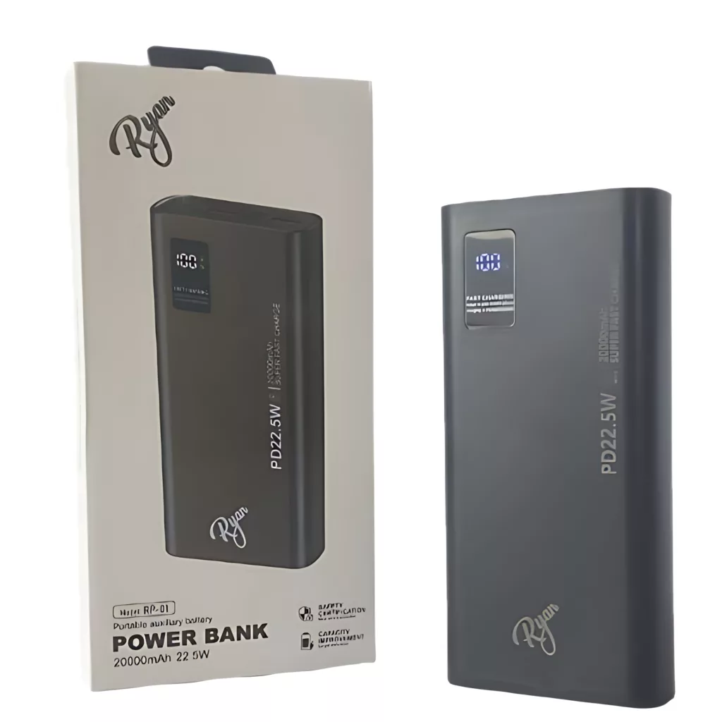 پاوربانک ریان مدل RP-01  ظرفیت 20000 میلی آمپر ساعت