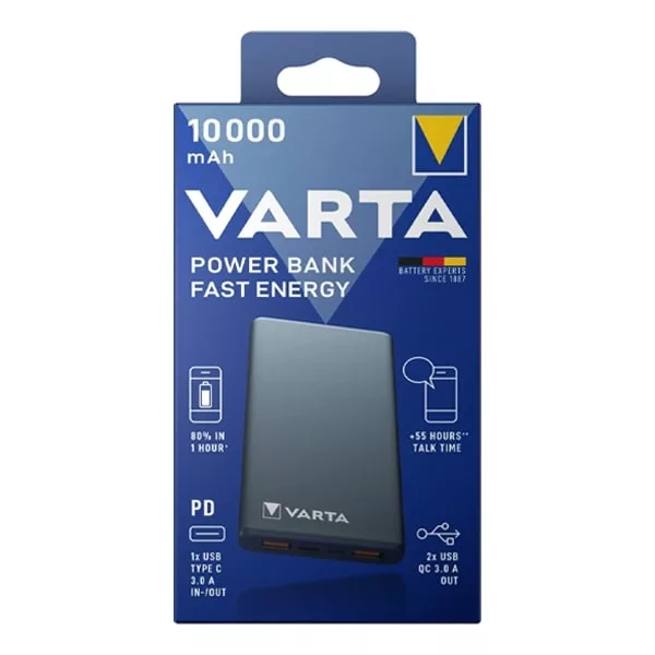 پاور بانک وارتا مدل FAST ENERGY ظرفیت 10000 میلی امپر ساعت