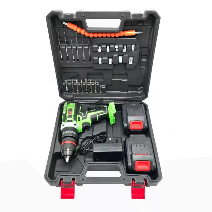 دریل چکشی شارژی صنعتی باس مدل BS-148VF-G مجموعه 26 عددی