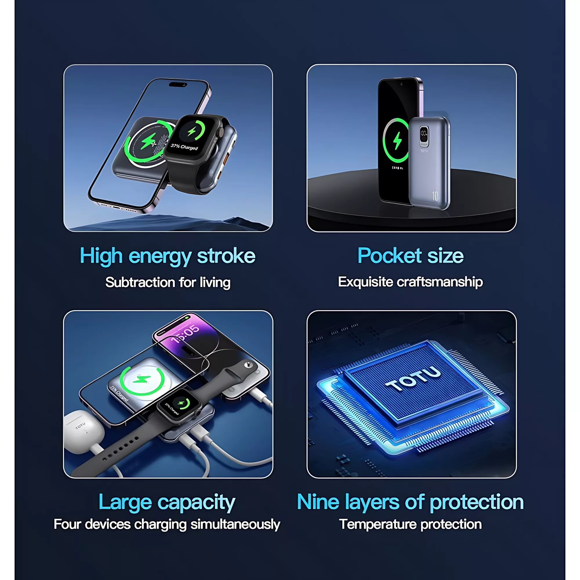 پاوربانک توتو مدل PB-1-W ظرفیت 10000 میلی آمپرساعت