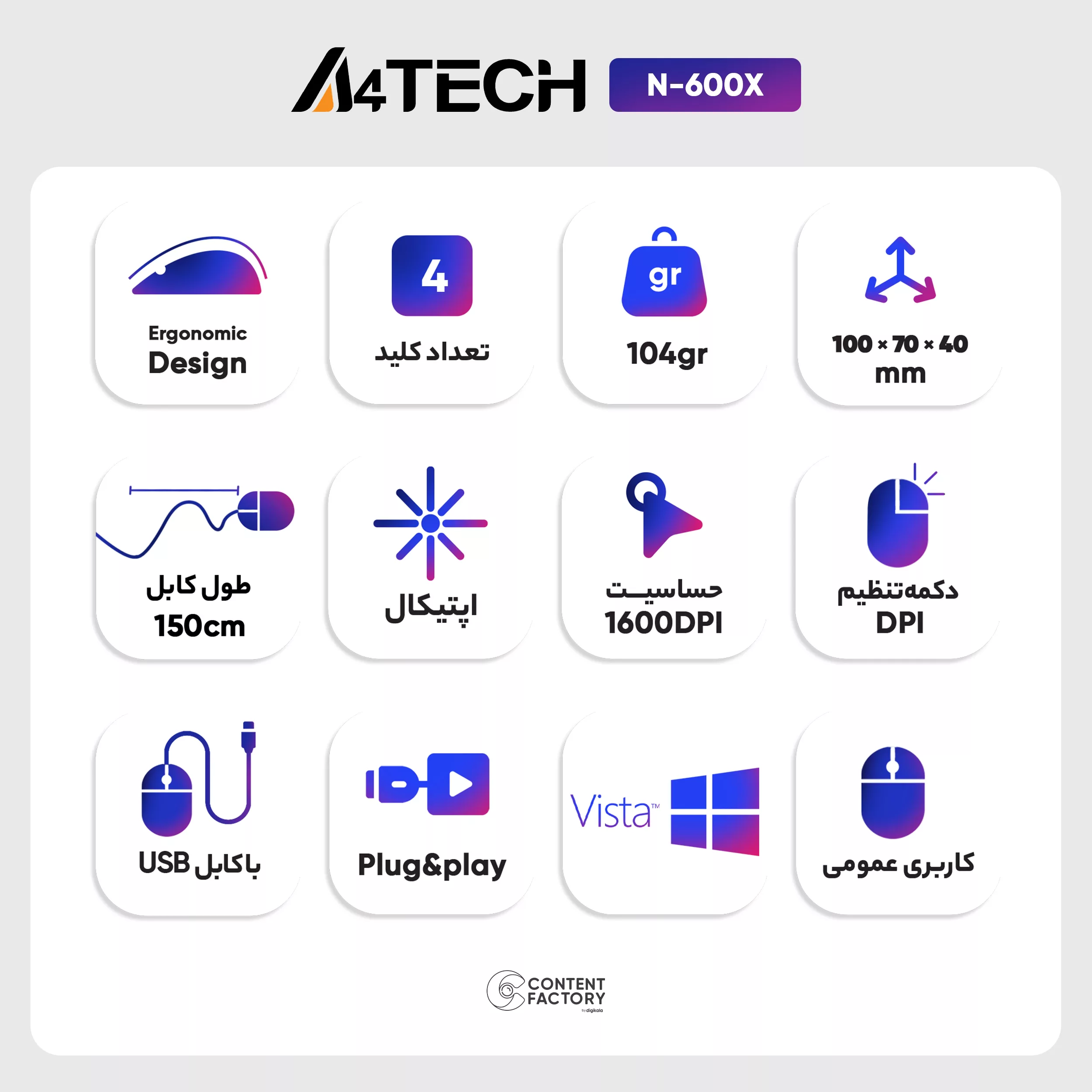 ماوس ای فورتک مدل N-600X