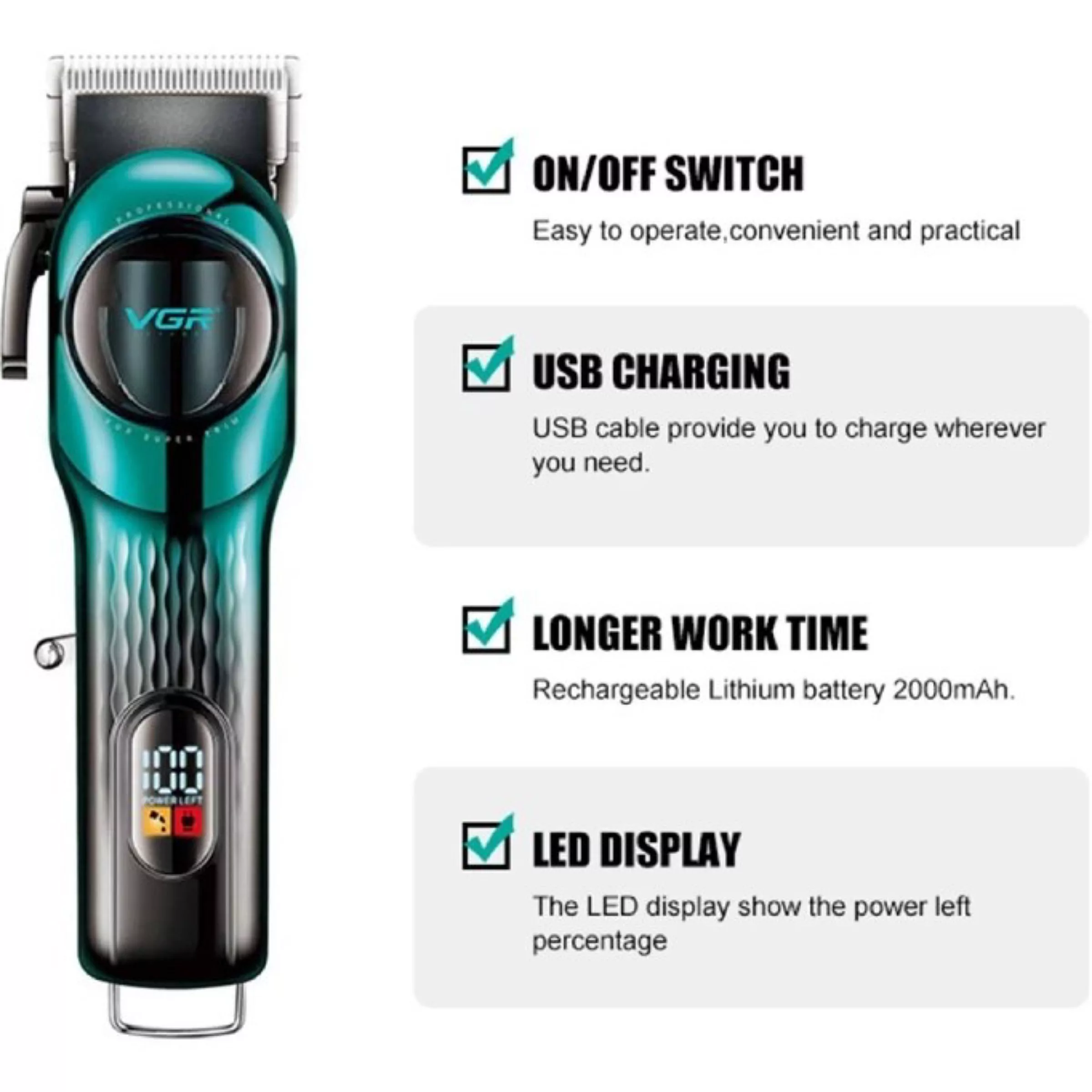 ماشین اصلاح موی سر و صورت وی جی ار مدل v-166