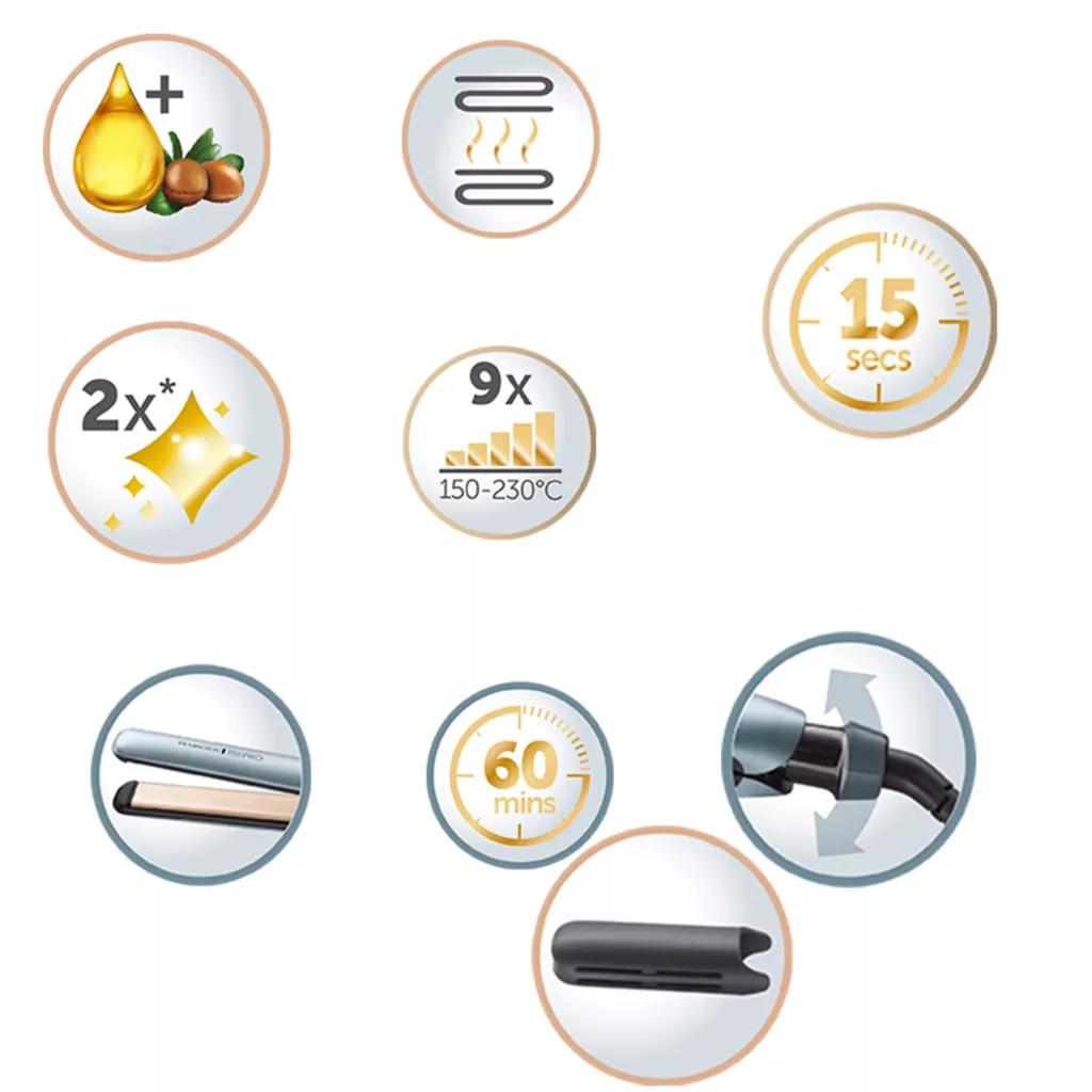 اتو و حالت دهنده ی مو رمینگتون مدل S9300 SHINE THERAPY PRO