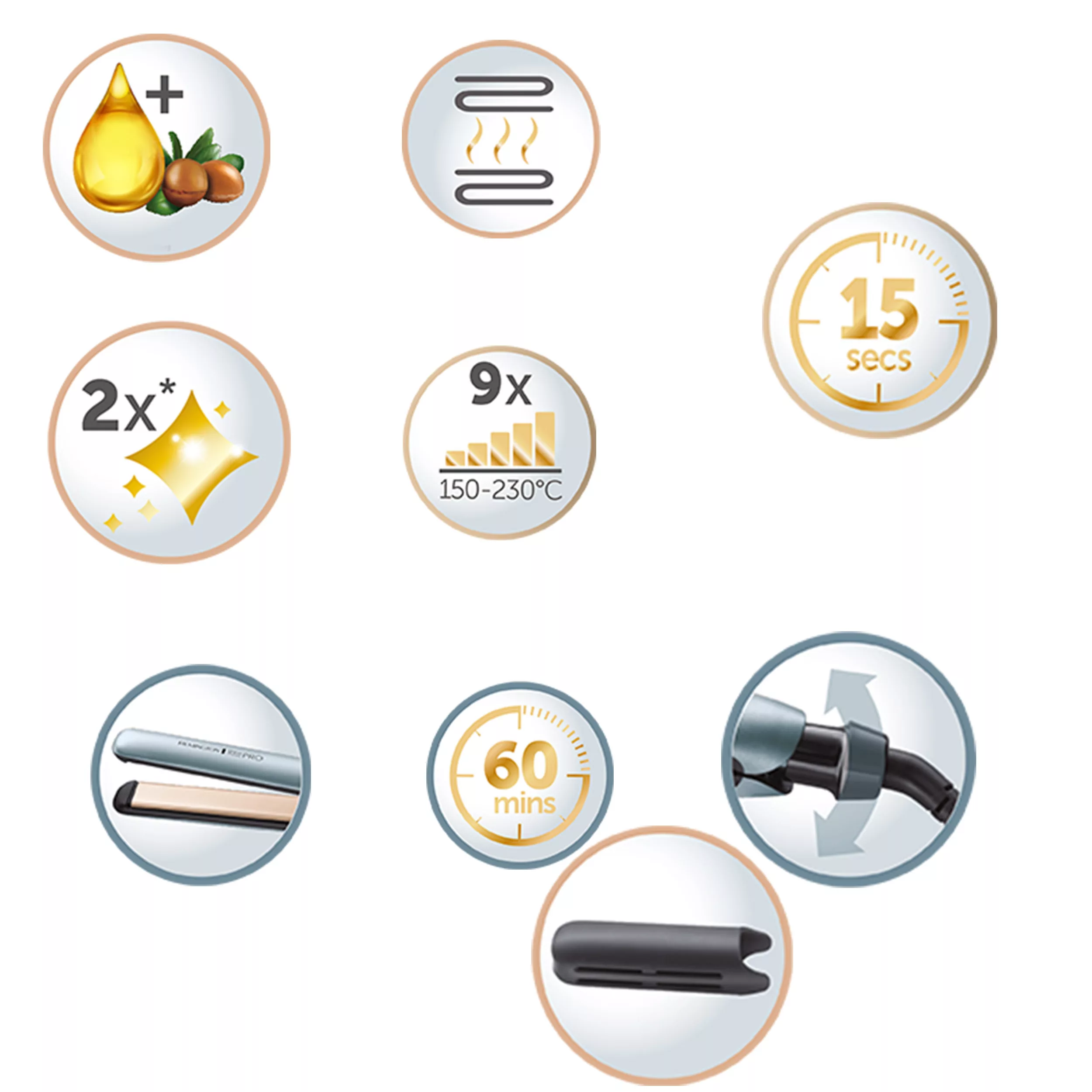 اتو و حالت دهنده ی مو رمینگتون مدل S9300 SHINE THERAPY PRO