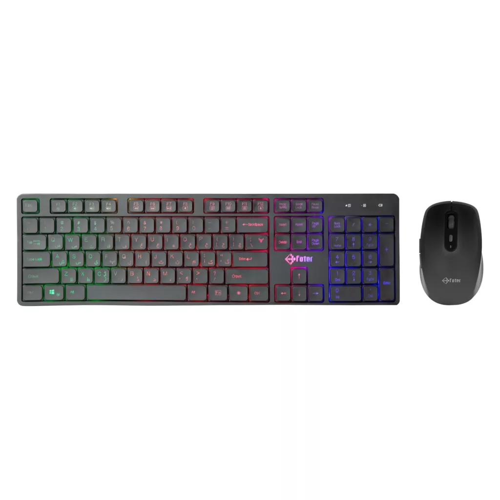 کیبورد و ماوس گیمینگ فاطر مدل CWR-7000B، سوییچ ممبران، Full-Size، نورپردازی RGB