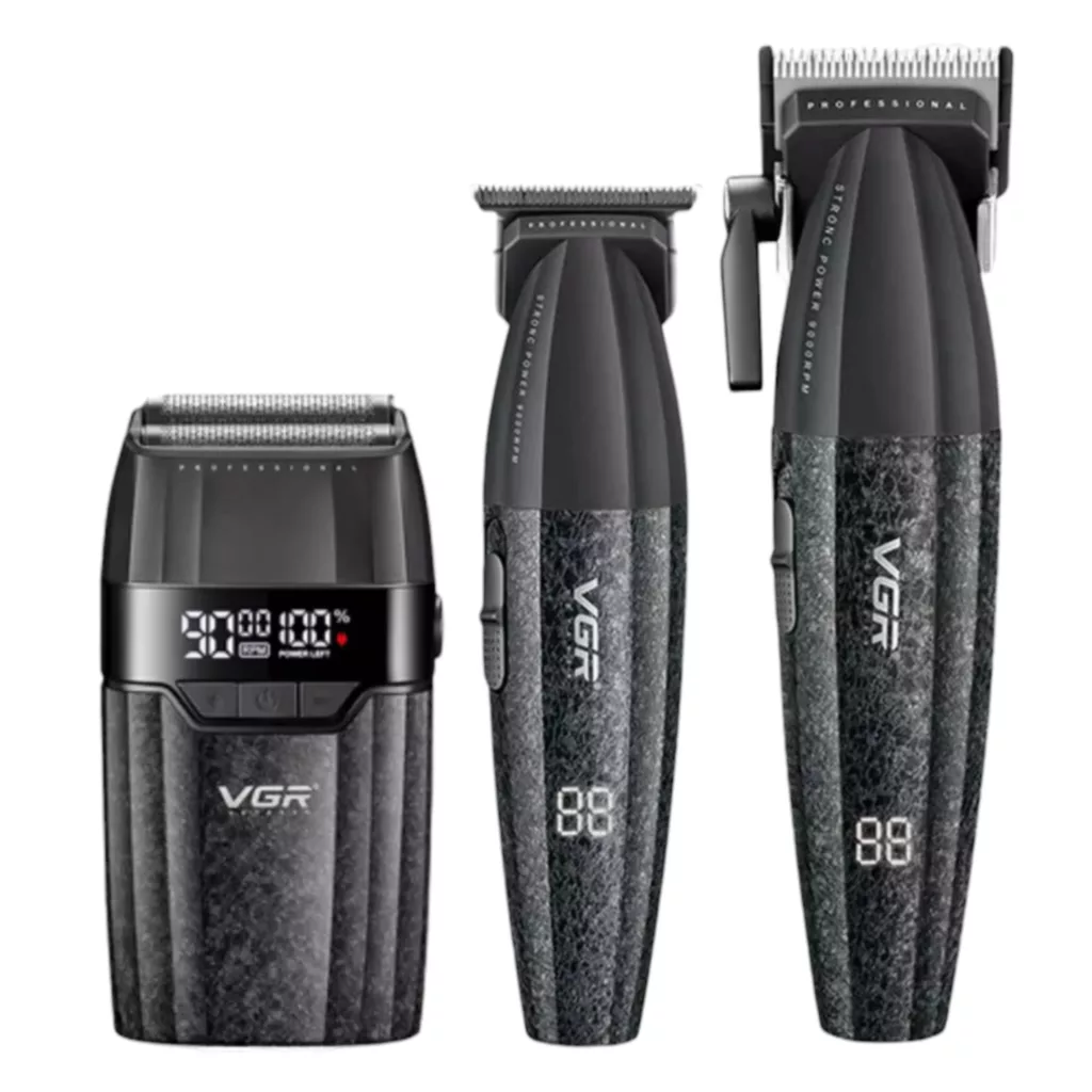 ماشین اصلاح موی سر و صورت شارژی وی جی ار مدل V-640 s3 مجموعه 3 عددی