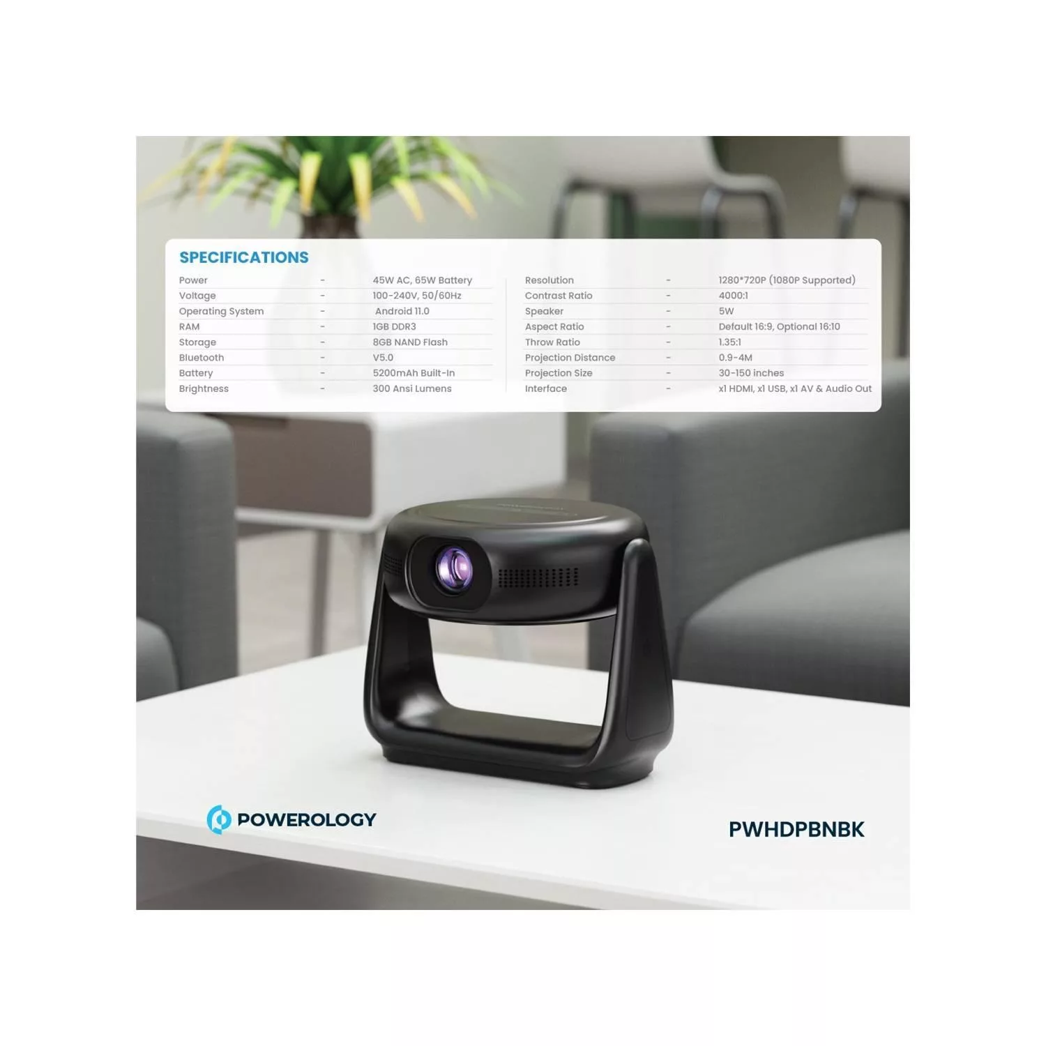 ویدئو پروژکتور پاورولوجی مدل PWHDPBNBK