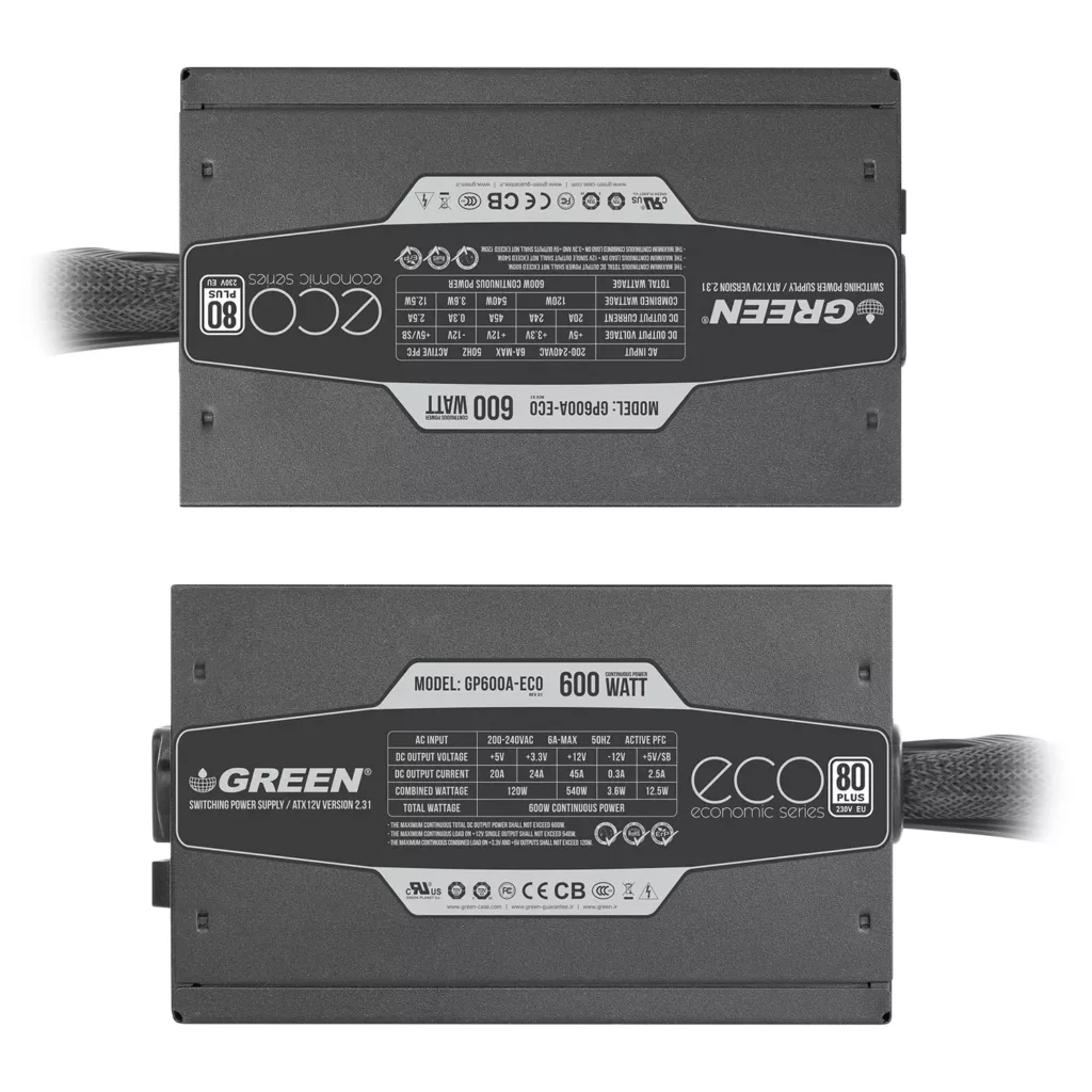 منبع تغذیه کامپیوتر گرین مدل GP600A-ECO Rev3.1