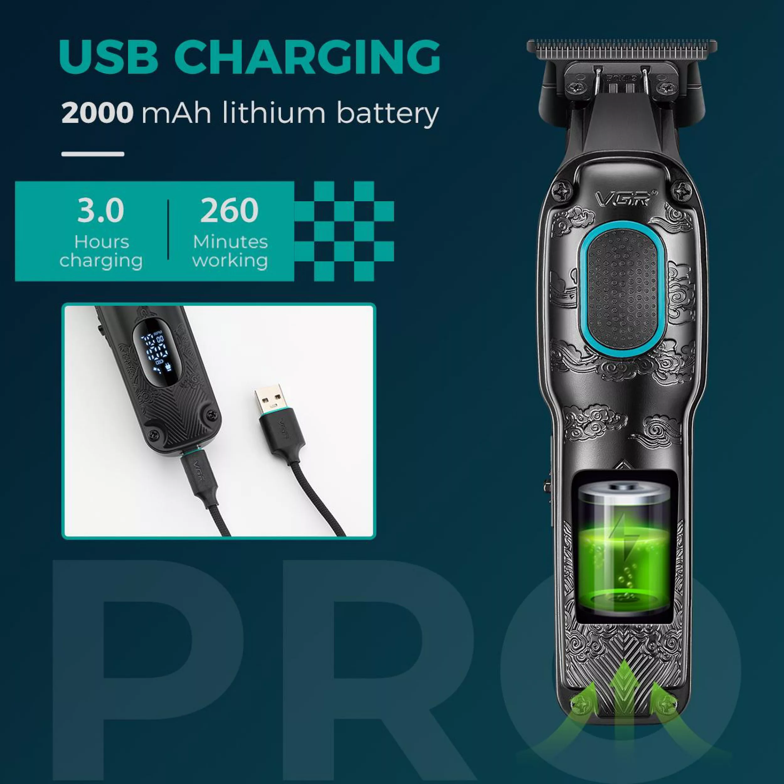 ماشین اصلاح موی سر و صورت شارژی وی جی ار مدل v-254