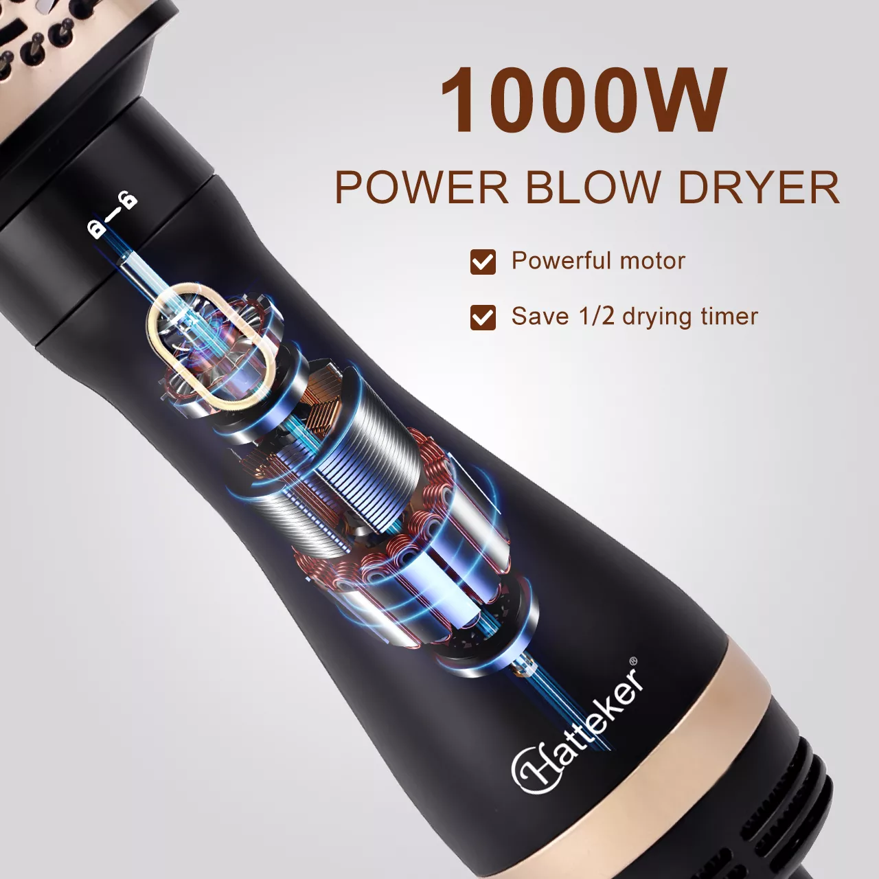 سشوار برس دار حالت دهنده 1000 وات هاتکر مدل HT-300