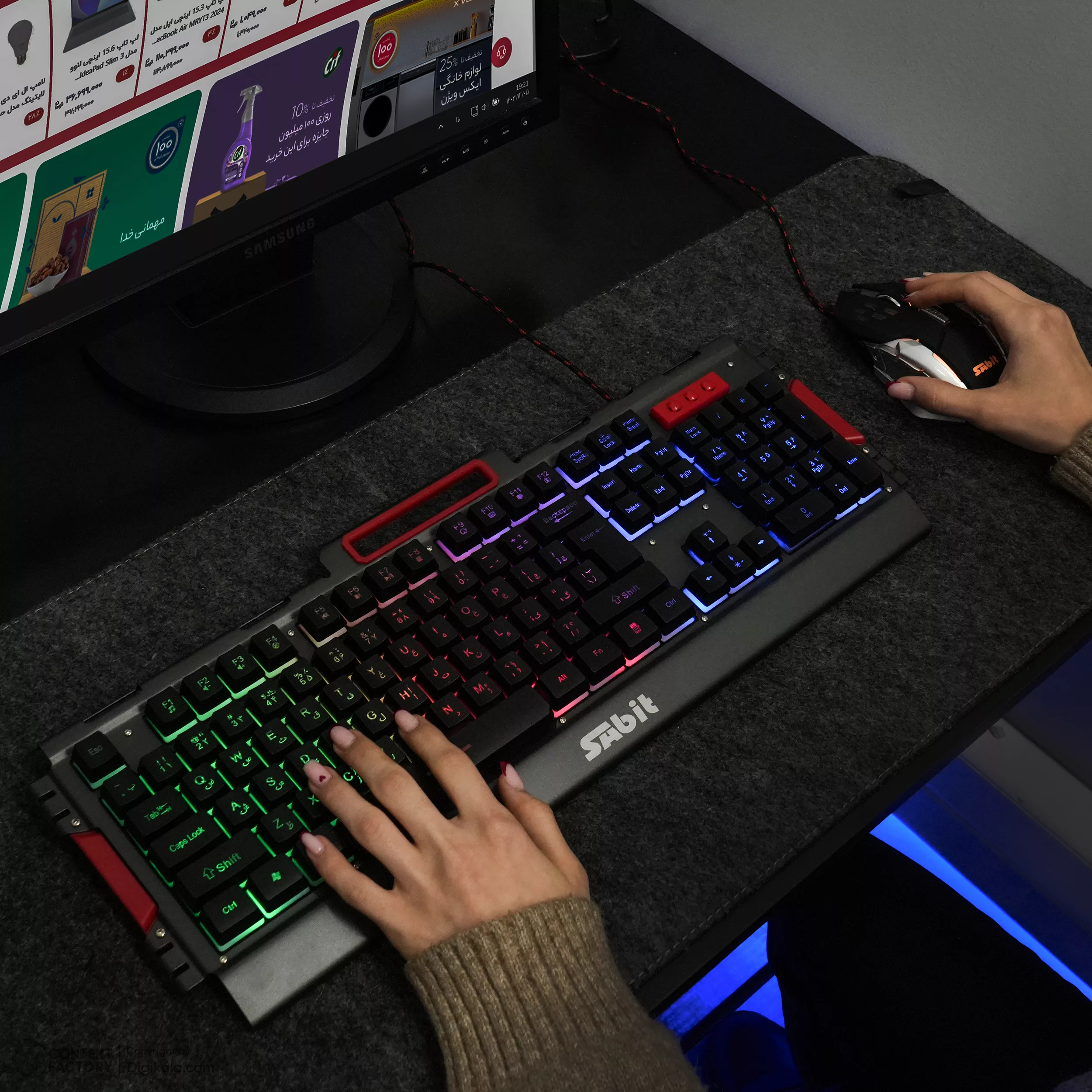 کیبورد گیمینک سابیت مدل GMK-5010 همراه با موس، Full-size، نورپردازی RGB