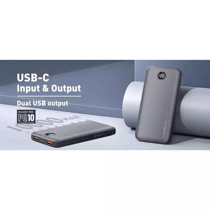 پاوربانک الدینیو مدل فست شارژ pq10 ظرفیت 10000 میلی آمپر ساعت