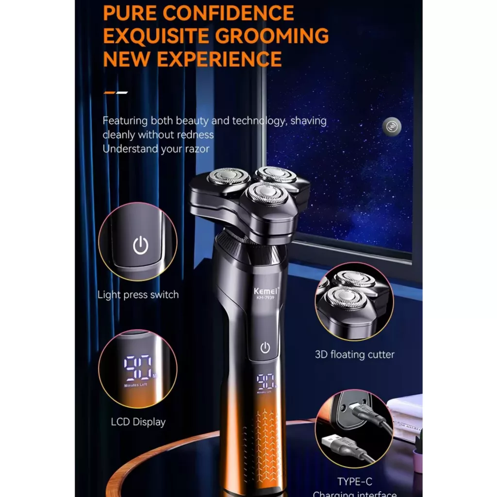 ست ماشین اصلاح موی صورت و بدن کیمی شارژی مدل KM-7939