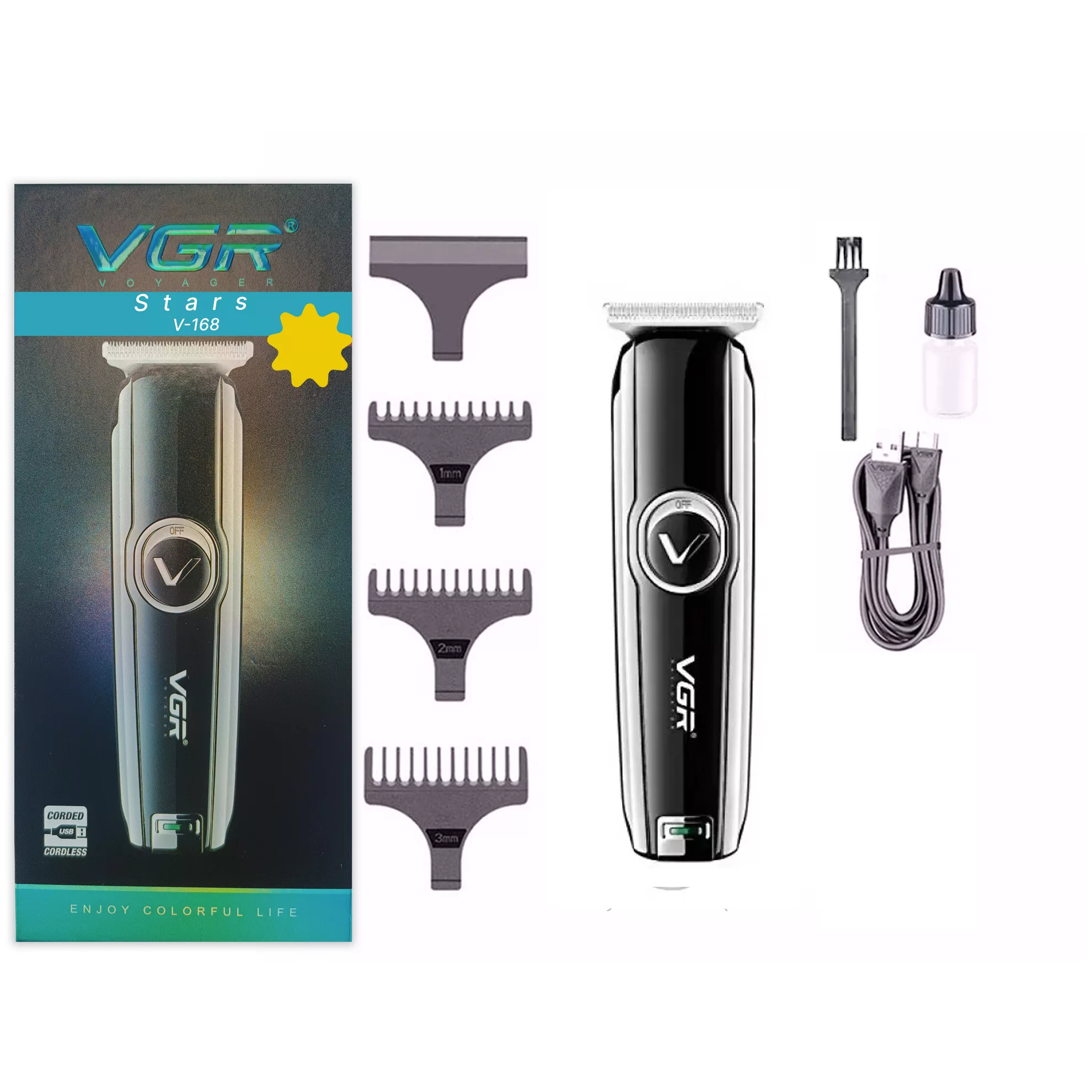 ماشین اصلاح موی سر و صورت شارژی وی جی ار مدل V-168-stars gp